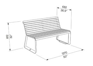 Banc simple alliage aluminium DAX plan