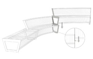 Banc circulaire fines lames bois R1000 LYON liaison