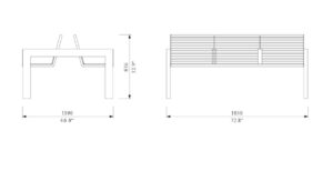 U1-490 Banc double tout acier 1850mm SAVENAY
