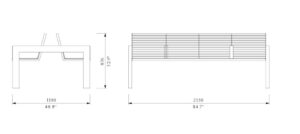 U1-490 Banc double tout acier 2150mm SAVENAY