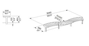 Assise bois sans dossier convexe et concave ROUANS plan