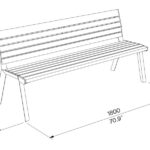 Banc bois lattes étroites LES ANGLES plan