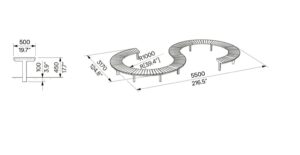 Banc forme S sans dossier SAINT-NAZAIRE plan