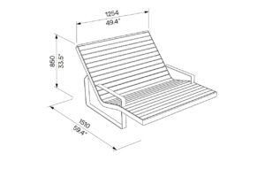 Chaise longue biplace avec accoudoirs MOLIETS plan