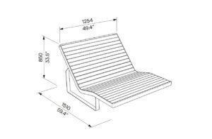 Chaise longue large bois BISCAROSSE plan