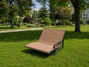 Chaise longue large bois accoudoir SEIGNOSSE