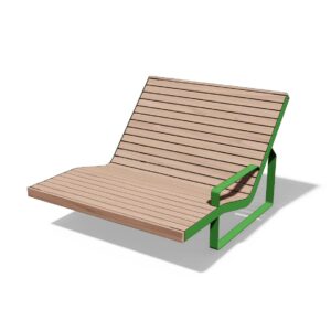 Chaise longue large bois accoudoir SEIGNOSSE