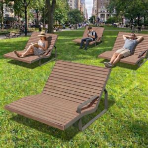 Chaise longue large bois accoudoir SEIGNOSSE