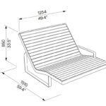 Chaise longue large bois accoudoir SEIGNOSSE plan