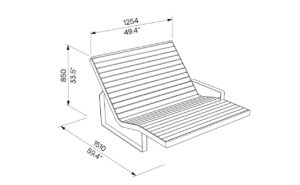 Chaise longue large bois accoudoir SEIGNOSSE plan