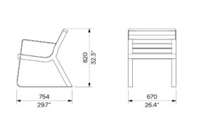 Fauteuil bois avec accoudoirs TALENCE plan