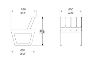 Fauteuil bois lames larges BONNEVILLE plan