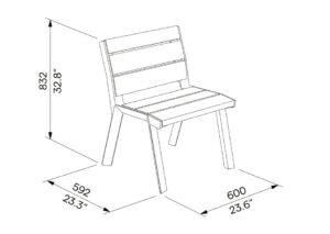 Fauteuil bois lames larges LIRAC plan
