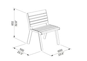 Fauteuil bois petites lames LUSSAN plan