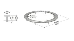 Grand banc circulaire sans dossier OUDON R2500 plan