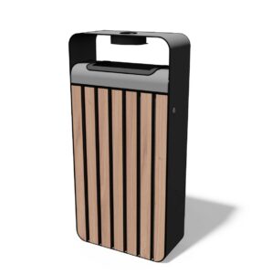 Corbeille bois et acier avec cendrier 60L BIDOS