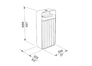 Corbeille bois et acier avec cendrier 60L BIDOS plan