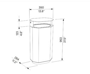 Corbeille de propreté acier 61 litres cendrier ENTRELACS plan