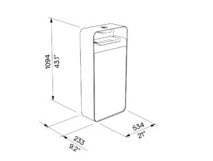 Corbeille de propreté murale tout acier 60L avec cendrier ESPELETTE plan