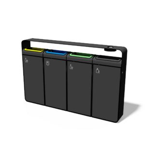 Corbeille de tri acier 4 flux avec cendrier ESTOS-.