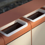 Corbeille de tri acier 4 flux avec cendrier ESTOS-
