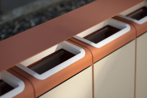 Corbeille de tri acier 4 flux avec cendrier ESTOS-