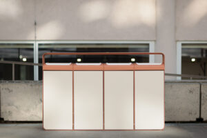 Corbeille de tri acier 4 flux avec cendrier ESTOS.