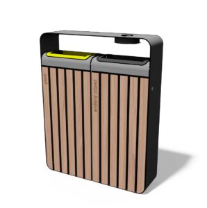 Tri sélectif bois et acier double flux avec cendrier CIBOURE