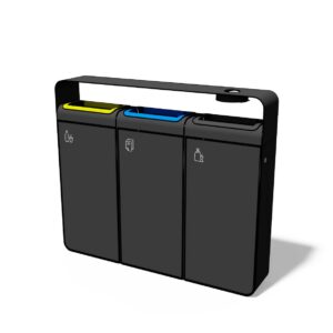 Tri sélectif triple flux tout acier avec cendrier URRUGNE.