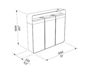 Tri sélectif triple flux tout acier avec cendrier URRUGNE plan