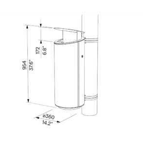 Corbeille acier arrondie avec cendrier 45L fixation sur poteau RÉAUMUR (2)