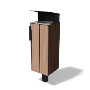 Corbeille bois 38L à spiter ou à sceller avec couvercle de protection LESPIGNAN