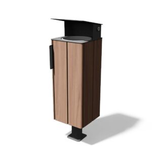 Corbeille bois 38L à spiter ou à sceller avec couvercle de protection LESPIGNAN