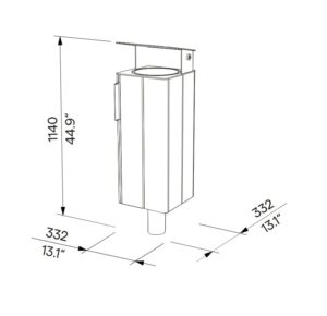 Corbeille bois 38L à spiter ou à sceller avec couvercle de protection LESPIGNAN plan sceller