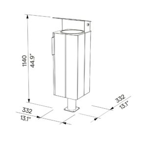 Corbeille bois 38L à spiter ou à sceller avec couvercle de protection LESPIGNAN plan spit