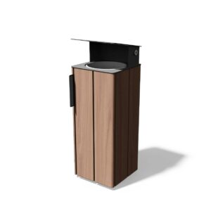 Corbeille bois et acier 38L avec couvercle anti-pluies MARSEILLAN