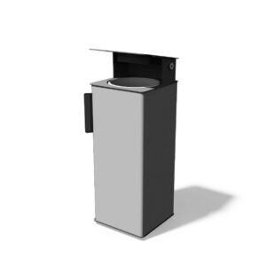 Corbeille de propreté acier un flux de 38L avec protection et cendrier VENDRES