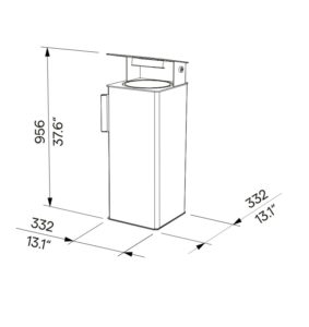 Corbeille de propreté acier un flux de 38L avec protection et cendrier VENDRES plan