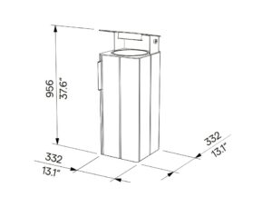 Corbeille de propreté en bois 38L avec couvercle et cendrier NIZAS plan
