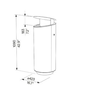 Corbeille de propreté grand format 75L avec couvercle anti-intempéries et cendrier CHASNAIS (2)
