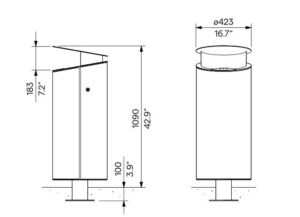 Corbeille de propreté tout acier 75L avec couvercle de protection et cendrier BEAUREPAIRE (2)
