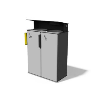 Corbeille de tri 2 flux x 38L tout acier avec cendrier LE PUECH