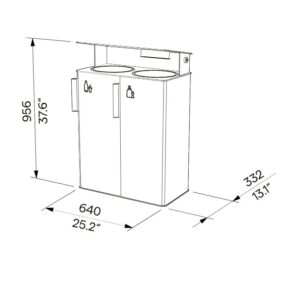 Corbeille de tri 2 flux x 38L tout acier avec cendrier LE PUECH plan