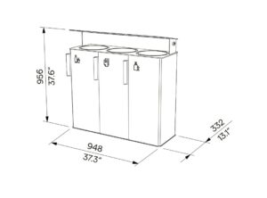 Corbeille de tri sélectif acier triple flux SÈTE (2)
