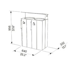 Corbeille de tri sélectif bois 2 flux 38L avec couvercle de protection OCTON plan