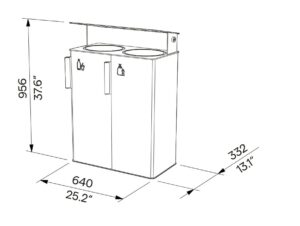 Corbeille de tri sélectif double flux avec couvercle SALASC plan