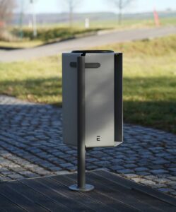 Corbeille habillage acier sur pied à spiter 30L BRIGNAC (2)