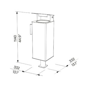 Corbeille sur pied tout acier 38L avec couvercle et cendrier SAUSSAN plan