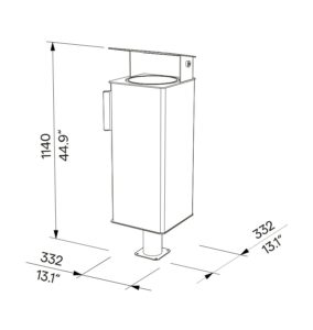 Corbeille tout acier sur pied central avec protection de 38L VIEUSSAN plan