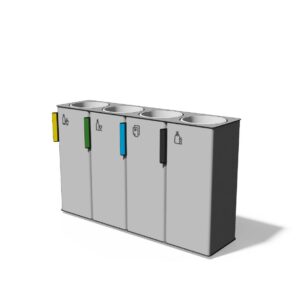 Corbeille tri sélectif tout acier 4 flux 38L CANET